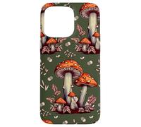 Cottagecore Aesthetic Mushroom Vintage Dark Green and Orange Coque pour iPhone 15 Pro Max