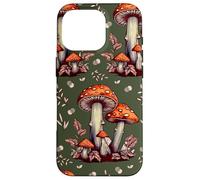Cottagecore Aesthetic Mushroom Vintage Dark Green and Orange Coque pour iPhone 16 Pro