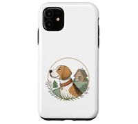 Cottagecore Beagle avec cabane et scène boisée Coque pour iPhone 11
