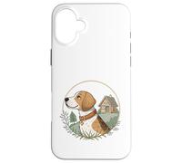 Cottagecore Beagle avec cabane et scène boisée Coque pour iPhone 16 Plus