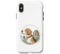 Cottagecore Beagle avec cabane et scène boisée Coque pour iPhone X/XS