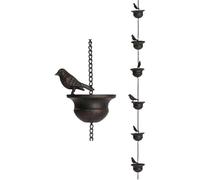 Cottagecore Chaîne de pluie décorative en fer avec détails colibris fabriqués à la main pour un drainage efficace des gouttières et des décorations de cour
