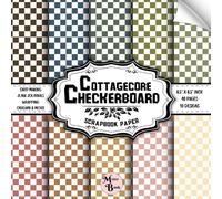 Cottagecore Checkerboard Scrapboook Paper: Double Sided Sheets | 10 Checkered Designs for Collage, Junk Journals, Origami, and Various DIY Craft Projects | 8.5" x 8.5" (21.59 x 21.59 cm)