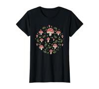 Cottagecore Chemise Champignon mycologie pour la Chasse aux Amateurs de Champignons T-Shirt Graphique avec Valeur, Femme, Noir, L
