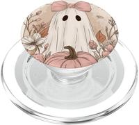 Cottagecore Coquette Rose Pastel Fleurs fantômes et citrouilles PopSockets PopGrip pour MagSafe
