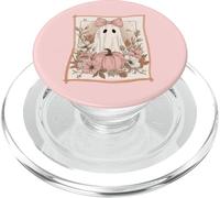 Cottagecore Coquette Rose Pastel Fleurs fantômes et citrouilles PopSockets PopGrip pour MagSafe
