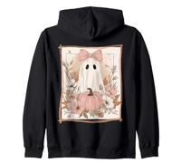 Cottagecore Coquette Rose Pastel Fleurs fantômes et citrouilles Sweat à Capuche