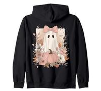 Cottagecore Coquette Rose Pastel Fleurs fantômes et citrouilles Sweat à Capuche
