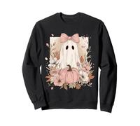 Cottagecore Coquette Rose Pastel Fleurs fantômes et citrouilles Sweatshirt