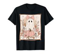 Cottagecore Coquette Rose Pastel Fleurs fantômes et citrouilles T-Shirt