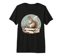 Cottagecore Écureuil avec Livres T-Shirt Haut de Gamme