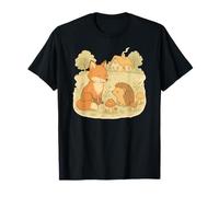 Cottagecore Fox and Hedgehog Woodland Pastel Nature Scene T-Shirt