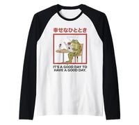 Cottagecore Frog Have A Good Day Positive Citation Manche Raglan