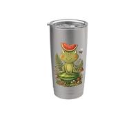 Cottagecore Grenouille Pastèque Esthétique Summer Goblincore Gobelet isotherme en acier inoxydable double paroi
