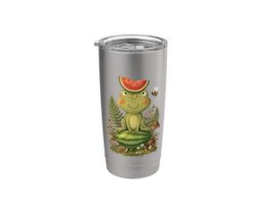 Cottagecore Grenouille Pastèque Esthétique Summer Goblincore Gobelet isotherme en acier inoxydable double paroi