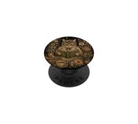 Cottagecore Livre de Lecture pour Chat Motif Floral Vintage PopSockets PopGrip Adhésif