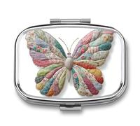Cottagecore Pilulier vintage en tissu patchwork papillon 2 compartiments portable pilulier de voyage pour sac à main