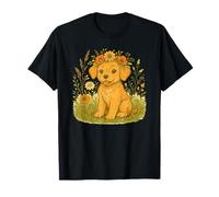 Cottagecore Puppy with Floral Crown Sitting in Wildflower Me T-Shirt