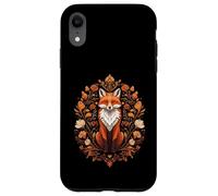 Cottagecore Red Fox Sitting in Floral Nature Wreath Coque pour iPhone XR