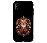 Cottagecore Red Fox Sitting in Floral Nature Wreath Coque pour iPhone XS Max