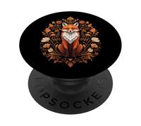 Cottagecore Red Fox Sitting in Floral Nature Wreath PopSockets PopGrip Adhésif