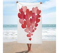 Cottagecore Serviette de plage en microfibre anti-sable Motif cœurs rouges aquarelle Grande serviette de douche multi-usages absorbante pour salle de bain piscine 130 x 80 cm