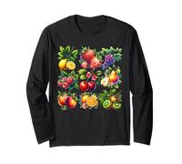 Cottagecore Summer Fruits Aquarelle Pêche Cerises Baies Manche Longue