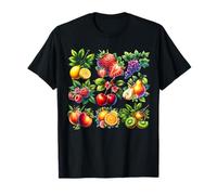 Cottagecore Summer Fruits Aquarelle Pêche Cerises Baies T-Shirt