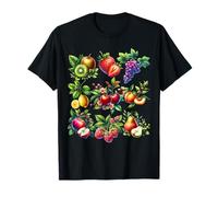 Cottagecore Summer Fruits Aquarelle Pêche Cerises Baies T-Shirt