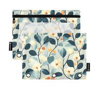 Cottagecore Trousse à crayons et maquillage Motif fleurs et berceuses avec 3 anneaux pour examen, papeterie et accessoires