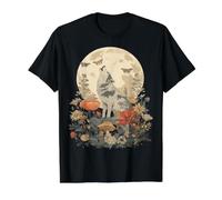 Cottagecore Vintage Esthétique Phase de Lune Loup Hurlant T-Shirt Graphique avec Valeur