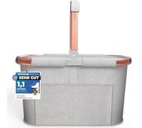 Cottara Grand panier à provisions robuste, avec anse et fond renforcé, compartiment avant et poche intérieure avec fermeture éclair, idéal comme sac à provisions, panier de pique-nique ou sac de