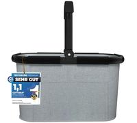 Cottara Grand panier à provisions stable de 30 l - Panier de transport avec anse et fond renforcé, compartiment avant et poche intérieure avec fermeture éclair - Idéal comme sac de courses, panier de