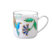 Cottea 350 ml/12oz Tasses en verre peintes à la main avec anse, tasse a cafe en verre transparent, tasses à thé pour boissons chaudes, verres a eau, lot de 1. (colibri)