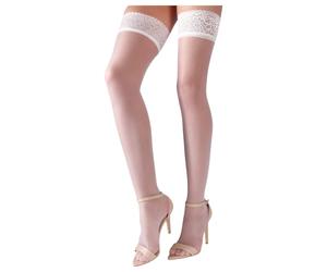 Cottelli - Bas autofixants satinés - blanc - 5/XL