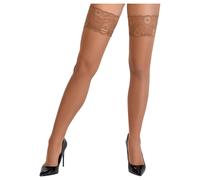 Cottelli - bas jarretières dentelle florale - beige - 4/L