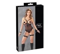 Cottelli Bondage - body noir anneaux métal et menottes - M