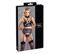 Cottelli Bondage - ensemble lingerie dentelle avec menottes - noir