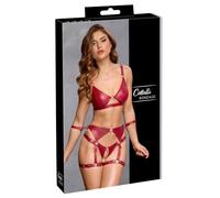 Cottelli Bondage - ensemble soutien-gorge brillant & menottes (rouge) - L