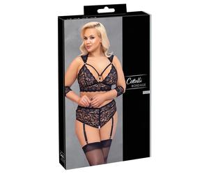 Cottelli Bondage Plus Size - Ensemble soutien-gorge dentelle (noir) - 3XL