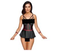 Cottelli Bondage - set lingerie brillant avec menottes - noir - 80B/M