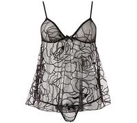 Cottelli Collection Baby-Doll/String en Dentelle Taille S Noir