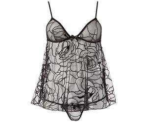 Cottelli Collection Baby-Doll/String en Dentelle Taille S Noir