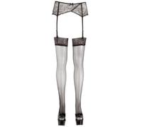 Cottelli Collection Bas Sexy Noirs pour Porte Jarretelles en Noir Taille 3