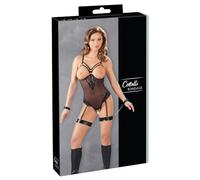 Cottelli Collection – Body Bondage ouvert noir anneaux métal menottes bras – M