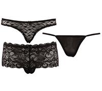 Cottelli Collection Ensemble de Lingerie Culotte Ouvert + String + Slip Noir Taille L