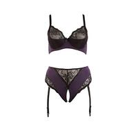 Cottelli Collection Ensemble Dessous avec Dentelle Noir/Lilas Taille 90E/XL