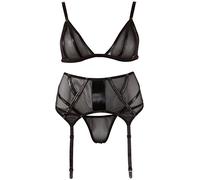Cottelli Collection Ensemble Dessous Jarretelles avec Voile Noir Taille L