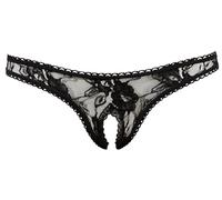 Cottelli Collection – String femme sexy en dentelle ouvert noir – Taille M