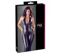 Cottelli Collection Combinaison Matte 510 Effet mouillé Zip Entrejambe ouvert Noir Taille M